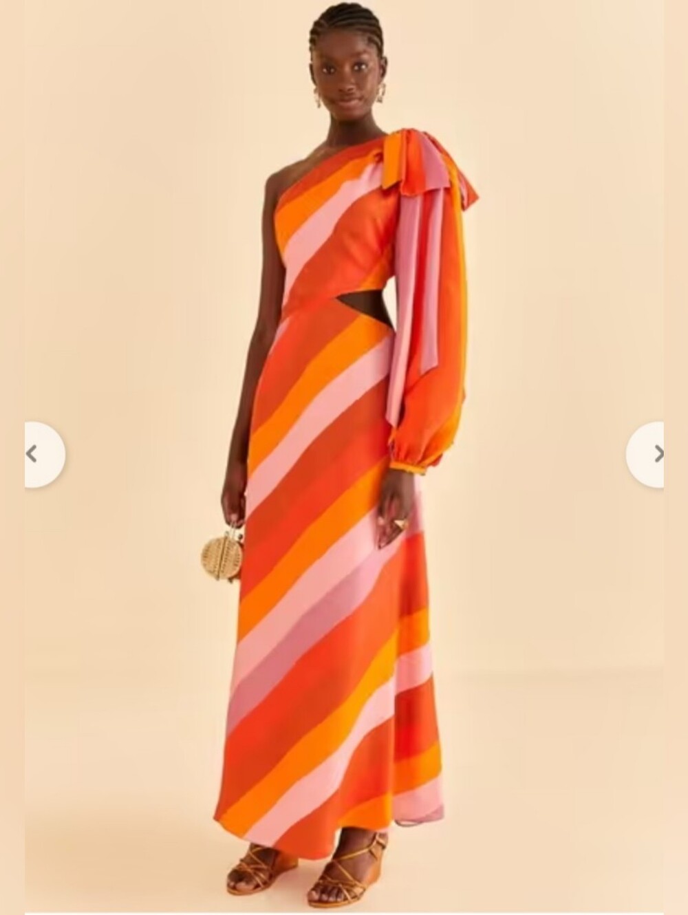 Farm Rio Party Stripes One Shoulder Maxi Dress